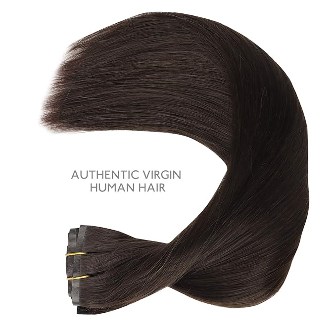 WENNALIFE Seamless Clip In Hair Extensions, 22 Inch 150g 7pcs Dark Brown Hair Extensions Clip in Human Hair Invisible PU Skin Weft Natural Remy Human Hair Extensions