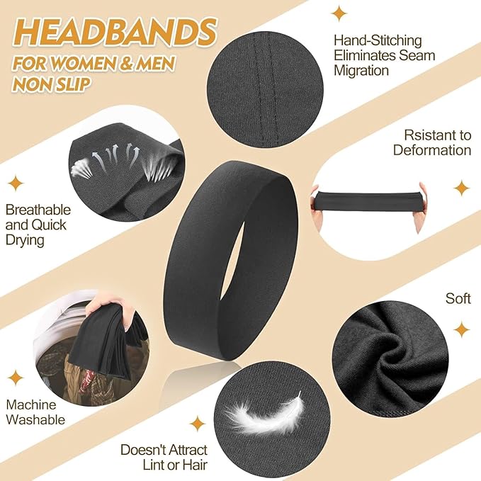 Headbands for Women Non Slip - 8 Pcs Head Bands Gifts for Woman Soft Comfortable Elastic Hair Band for Yoga Workout Sport Mothers Day Gifts for Mom Christmas Gift for Women Grandma Adults Stuffers