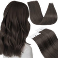 LaaVoo Tape in Hair Extensions Mocha Brown Hair Extensions Tape in Human Hair Invisible Tape on Extension Long Straight Hair 24inch 50g 20pcs