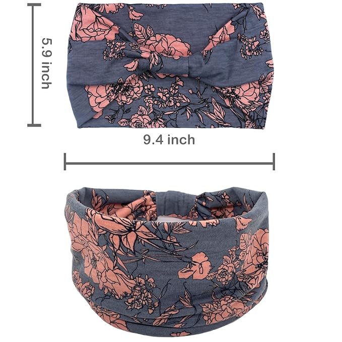 IVARYSS Wide Headbands for Women, Knotted Head Wraps Turbans, Large African Style Head Bands Hair Accessories, 6 Pack (Boho)