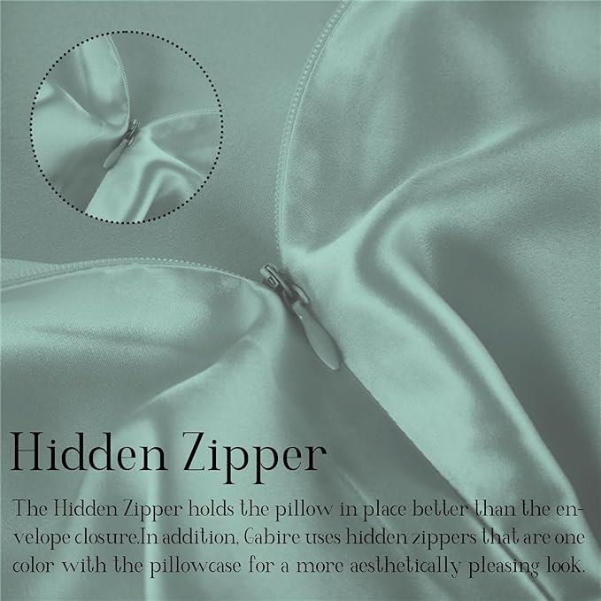 Mulberry Silk Pillow Cases for Hair and Skin Prevent Acne Pillowcase Both Sides Real Silk Pillowcases Organic Silk Pillowcase with Hidden Zipper, Sage Green, Standard (20"×26")