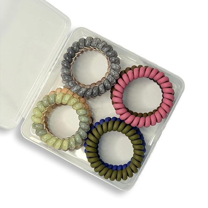 Spiral Hair Ties Set with Box-12Pcs,a Wonderful Gift for Ladies and Girls，Multicolor spiral No Damage hair quality,(12 Colors-5.5cm)