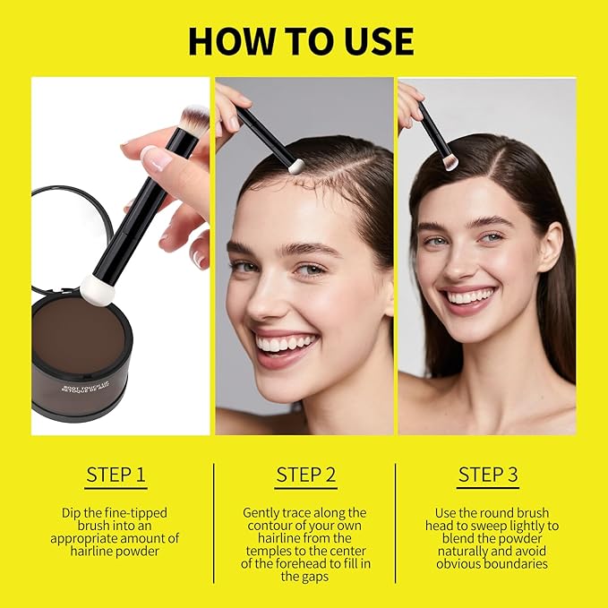 Gowwim Root Touch up Powder, Instantly Gray Hair Cover up Hairline Powder for Women & Men Waterproof and Sweatproof Root Cover Up Long-Lasting for Thinning & Loss Hair (Brown-1, 10G+1)
