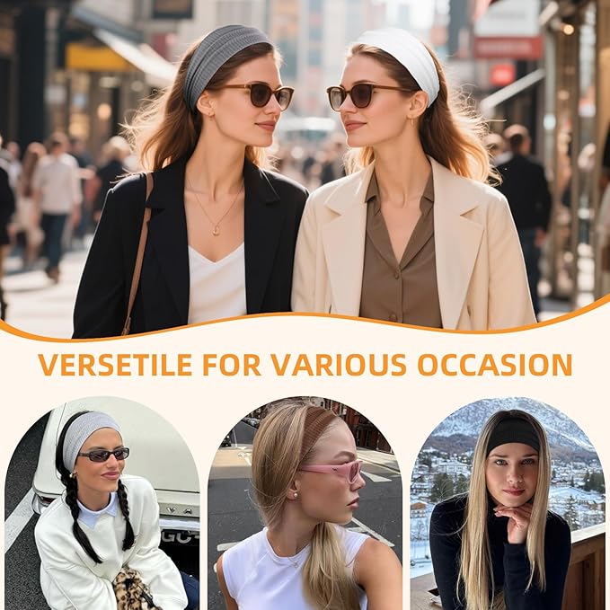 Headbands for Women Non Slip 6Pcs Thick Headbands Fashion Wide Headband Elastic Hairbands for Women's Hair Soft Head Band Workout Yoga Hair Accessories