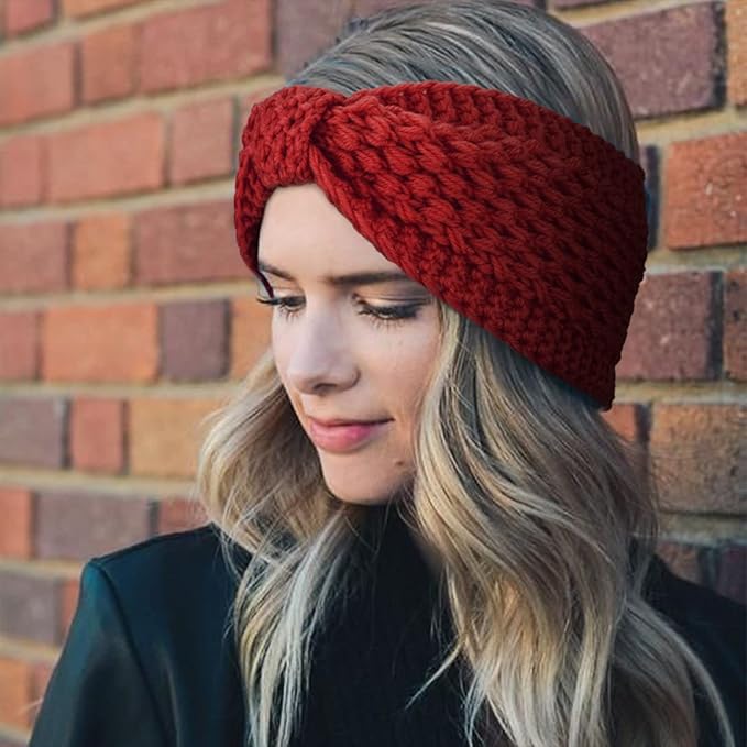 DRESHOW Knit Crochet Headband for Women Ear Warmer Soft Turban Stretch Warmer Headbands Winter Fashion Head Wrap