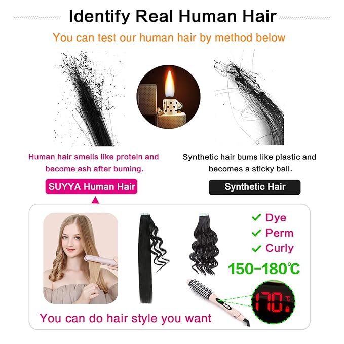 SUYYA Tape in Hair Extensions Human Hair Light Brown 18 inches 50g 20pcs Straight Seamless Skin Weft Tape in Human Hair Extensions(18 inches #8 Light Brown)