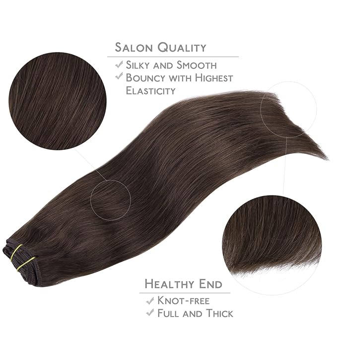WENNALIFE Clip in Hair Extensions Real Human Hair, 22 Inch 120g 7pcs Light Dark Brown Hair Extensions Clip Ins Human Hair Remy Real Human Hair Double Weft