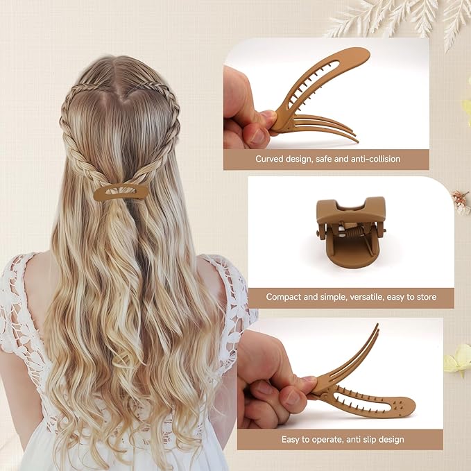 Flat Hair Clips for Women - 12 Pack Matte Non-Slip Flat Claw Clips for Thin Hair, 6 Colors Daily Use Hair Clips Flat Design Comfort Clips