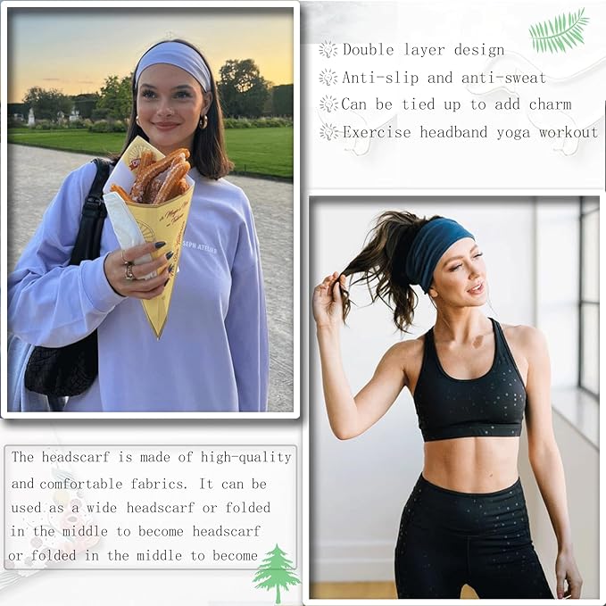 Wide Headbands for Women's 6 Pcak Elastic Headband, Soft Cloth Head Band Non-Slip Sweat-Absorbent Headband Yoga Running Sports Headbands Multicolor Fashion Women Headbands