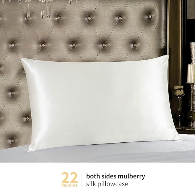 ZIMASILK 22 Momme Silk Pillowcase for Hair and Skin - 100% Pure Mulberry Silk with Hidden Zipper, Grade 6A Luxury Pillow Case for Women, Soft & Durable, Gift Box (Standard 20''x26''Ivory)