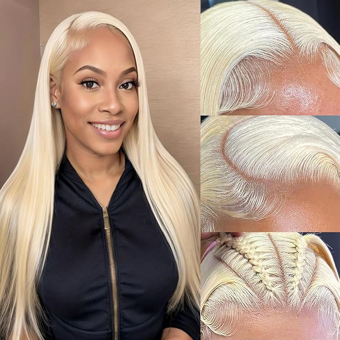 613 Lace Front Wig Human Hair 200 Density Straight,13x6 Blonde Lace Front Wigs Human Hair 20 Inch Full & Thick 613 HD Lace Frontal Wig Human Hair Pre Plucked with Baby Hair for Women