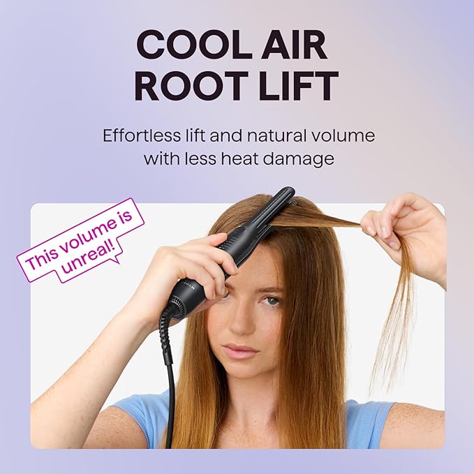 Wavytalk 0.65" Pencil Flat Iron, Cool Curl Pencil, Small Airflow Styler and Straightener for Short Hair, Pixie Cut and Edges, Curling Iron for Short Hair with 360º Cool Airflow, Black