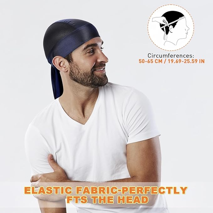 Bandanas Skull Caps for Men, Women Skull Cap Helmet Liner Cycling Hat Durags Motorcycle Bandana Sweat Wicking Do Rag