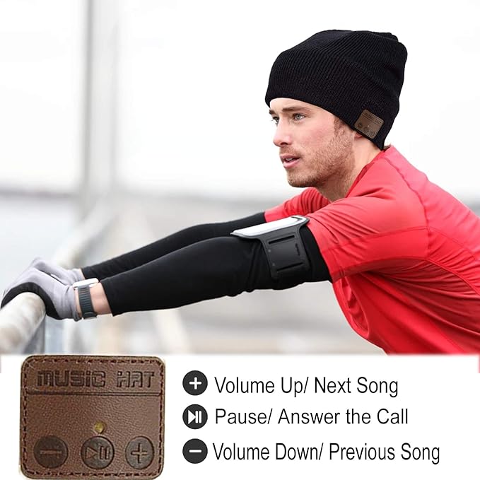 Wireless Hat Music Beanie for Men Women Music Beanie Hat Headphones Headset Speaker Microphone Cap Boys Teens Tech Beanie hat