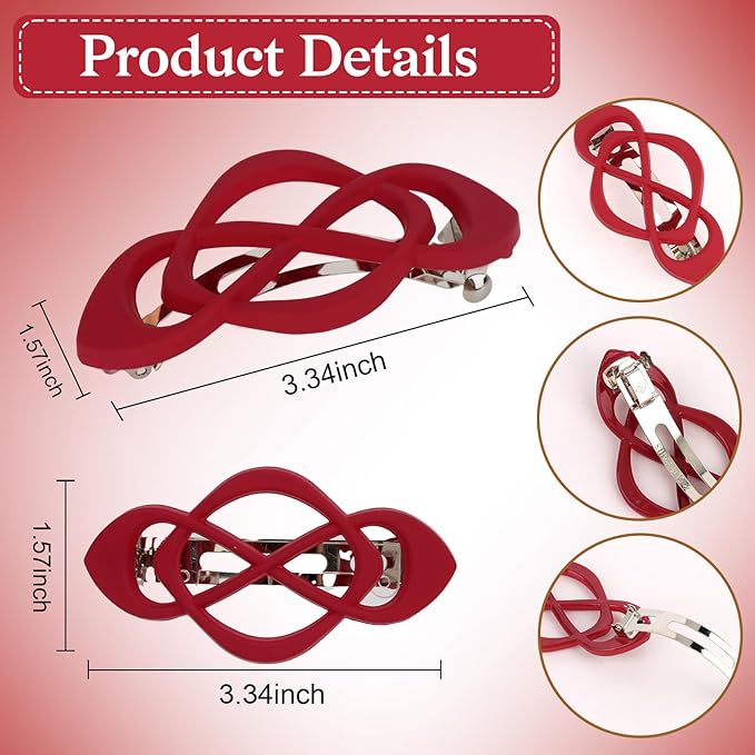 Hair Barrettes for Women 4packs Burgundy Hair Clips French Barrette Vintage HairClips f Stylish Accessories for Women Girls