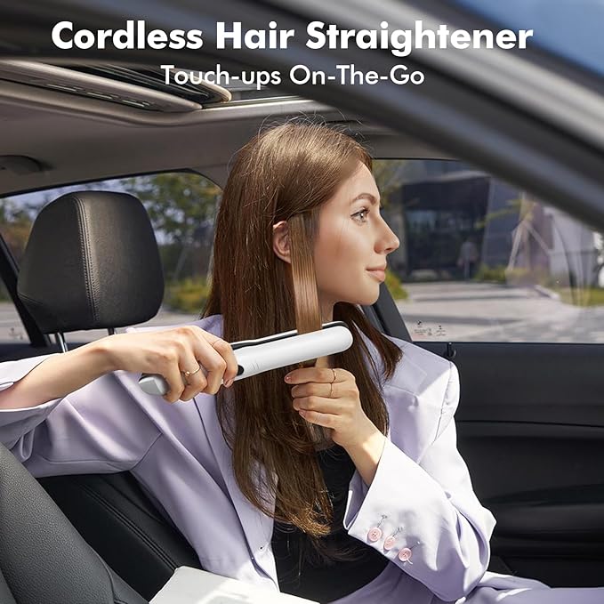 SUNMAY Cordless Hair Straightener, Portable Mini Flat Iron Hair Straightener for Travel, 20s Fast Heating, 5000mAh USB-C Rechargeable, Dual Voltage Hair Straighteners and Curlers 2 in 1 for Women
