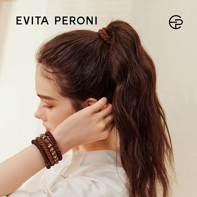 EVITA PERONI 12 Pcs Hair Ties, High Elastic Ponytail Holders, Hair Ties No Damage for Thick Curly Hair Women Men (Burnt Rose Blush)