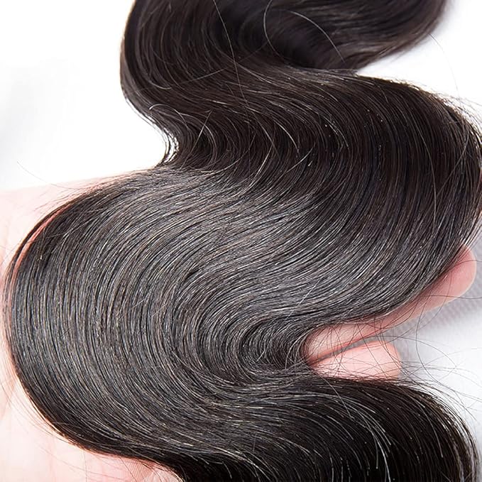 Body Wave Bundles Human Hair Natural Black Bundles Double Weft Color 1B Body Wave Hair Weave Peruvian Unprocessed Virgin Remy Hair Single Bundle 28 Inch