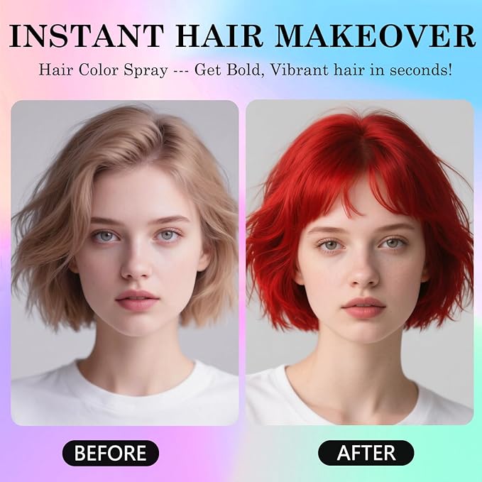 Fire Red Temporary Hair Color Spray for Kids Women, One-Day Temporary Hair Dye Spray Washable Hair Color Wax Non-Sticky For Christmas, Cosplay DIY, Party, Halloween, Crazy Hair Day (FireRed)