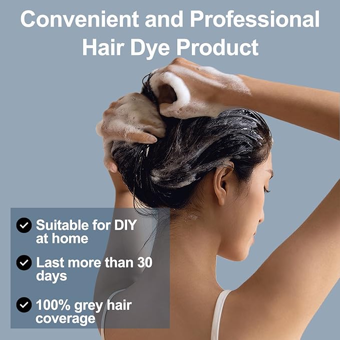 Hair Dye, Hair Dye Shampoo for Women & Men, Color Shampoo Hair Dye 16.13 Fl Oz, Safe and Natural Champu Para Canas (Dark Brown)