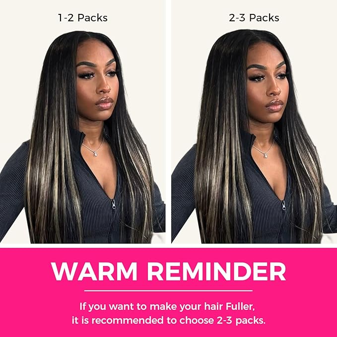 Lashey Seamless Clip in Hair Extensions Human Hair, 110g 7pcs Straight Balayage Natural Black to Light Blonde Highlighted Clip in Hair Extensions for Black Women 18 Inch