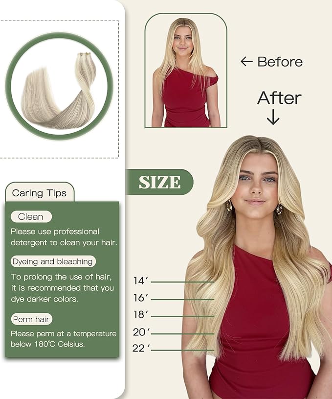 SURNEL Injected Seamless Tape in Hair #18P60 Ash Blonde with Platinum Blonde Seamless Tape Ins Upgraded Seamless Remy Invisible Tape in Extensions 16 Inch 20 Pcs 35g(#18P60,16)