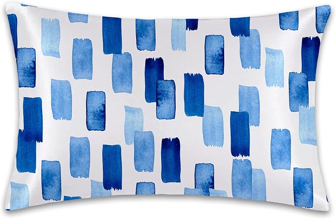 Satin Pillowcase 1 Pack-Modern Style Abstract Blue Silky Pillow Cover for Hair and Skin,Standard Size 20x26 Inch Soft Cooling Printed Pillow Cases with Hidden Zipper,Gifts for Women Men