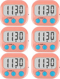 6 Pack Kitchen Timers Loud Ring Digital Timers for Cooking Magnetic Pink