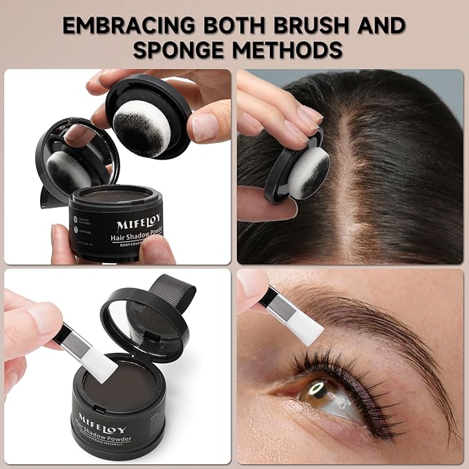 2 Pack Root Touch Up Shadow Powder, Gray Hair Cover Up, Women Color Root Coverage Powder for Thinning Grey Hairline, Men Instantly Concealer Hair Loss Beard Line Eyebrow, Dark Blonde