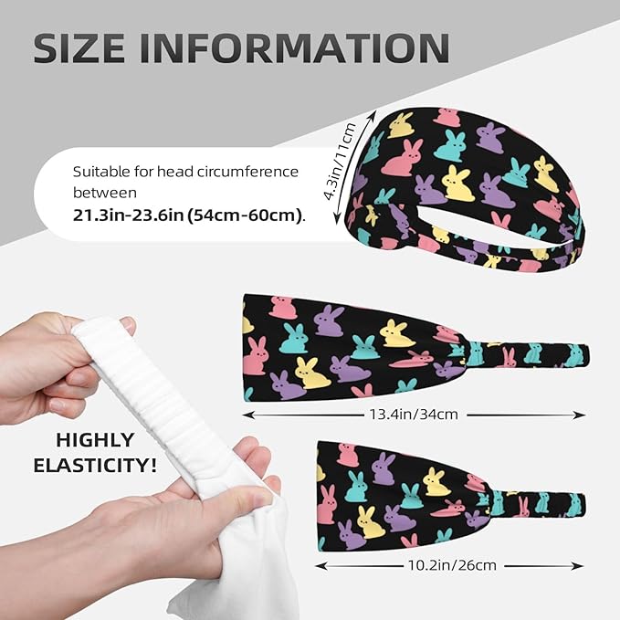 Easter Bunny & Eggs Style Sports Headband for Men Women Moisture Wicking Sweatband for Basketball, Running, Gym