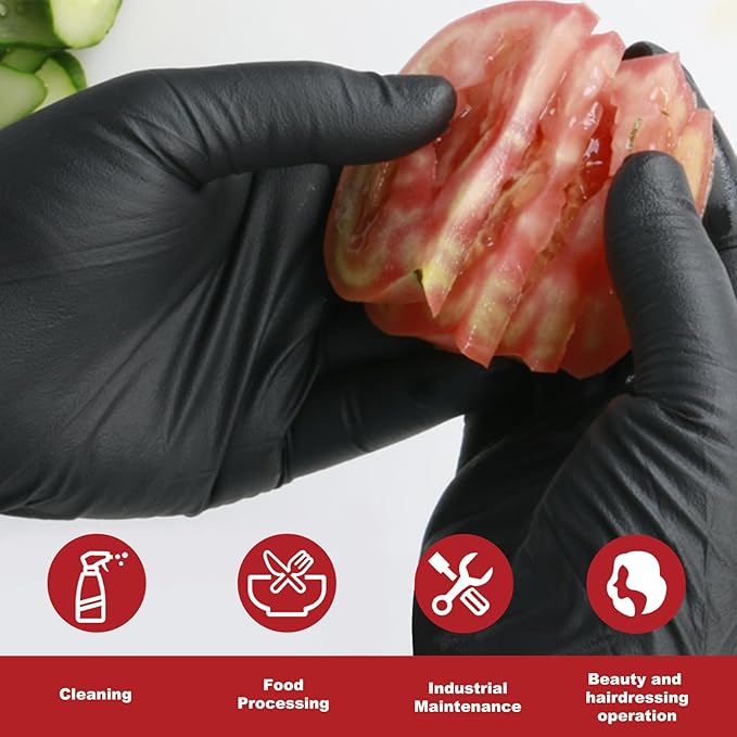 Disposable Gloves Small, Nitrile and Vinyl Blend Latex Free Gloves, 4 Mil,1000 Pc. Food Grade Glove for Cleaning, Food Prep, Hair Dye, Tattoo, Black