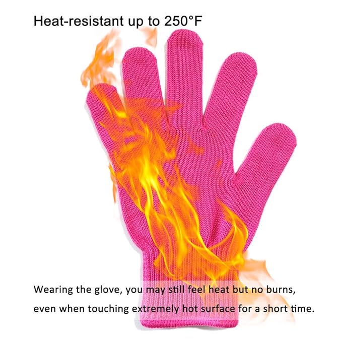 Lessmon Professional Heat Resistant Glove for Hair Styling Heat Blocking for Curling, Flat Iron and Curling Wand Suitable for Left and Right Hands, 1 Piece, Pink