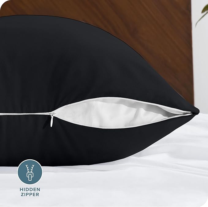 Bare Home Microfiber Body Pillow Cover - Ultra Soft - Cooling Pillowcase - Double Brushed - Pillowcase with Zipper Closure - Easy Care (20''x54'' Body Pillow Cover, Black)
