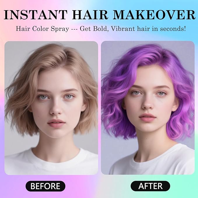 Purple Hair Spray Temporary Hair Color Spray for Kids Women Men, Temporary Hair Dye Pomades Washable Hair Color Wax Non-Sticky For Cosplay DIY, Party, Christmas, Halloween (Purple)