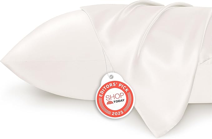 Bedsure Satin Pillowcase for Hair and Skin Queen - Ivory Silky Pillowcase 2 Pack with Envelope Closure, Similar to Silk Pillow Cases, Gifts for Women Men, 20x30 Inches, 2pcs