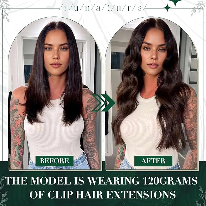 RUNATURE Black Clip in Hair Extensions, Real Human Hair Clip in Extensions, Short Hair Extensions Clip Ins 12 Inch, Remy Natural Hair, Easy To Apply, 50g 3pcs #1B Off Black
