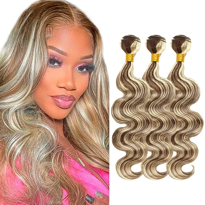 Blonde Bundles Human Hair Highlight Body Wave Bundles 22 24 26 Inch 2 Tone Black and Blonde Body Wave Bundle Niegmeag Brazilian Virgin Remy Hair Extensions 300g