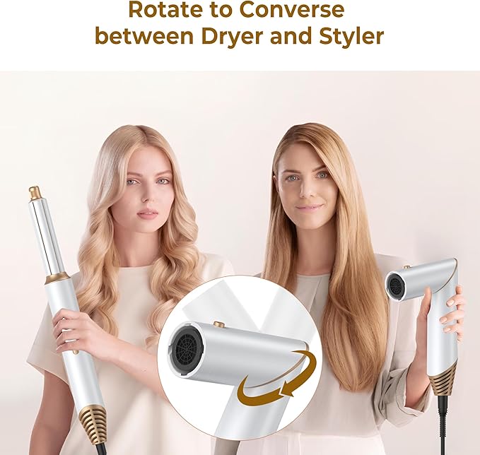 Hair Dryer Brush 5 in 1, Blow Dryer Brush Set with Air Curler Wrap Hair Styler, Negative Ionic Blow Dry Brush, Detachable Hair Tool for Curling, Volumizer,Straightener,Drying
