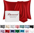 Red Silk Pillowcase for Hair and Skin Made in USA, 22 Momme Mulberry Silk Pillow Case with Zipper, 6A Grade Organic Fabric, Cooling, Anti Acne, Soft, 1 Pc 20"x30" (Queen, Red)