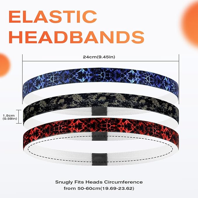 Headbands for Women, 5 PCS Unisex Sports Hair Band, Thin Hair Band Boys & Children, Elastic Headband Men's Sports Non-Slip Headbands, Thin Hair Bands for Football, Yoga, Running