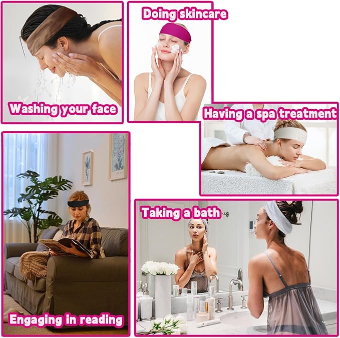 8PCS Workout Headbands for Women Non Slip, Elastic Thick Head Bands, Stretchy Soft Wide Headbands for Women Men for Running, Workouts, Yoga, Daily Use