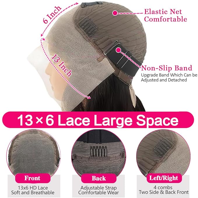 18 Inch 13x6 Lace Front Wigs Virgin Curly Human Hair Wigs 250% Density Deep Wave Lace Front Wigs Human Hair 13x6 Full Lace Frontal Wigs Pre Plucked for Women Natural Color