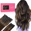 WENNALIFE Clip in Hair Extensions, 150g 20 Inch 9pcs Balayage Dark Brown to Chestnut Brown Remy Hair Thicker Double Weft Extensiones De Cabello Humano Con Clip Ins Straight Full Volume