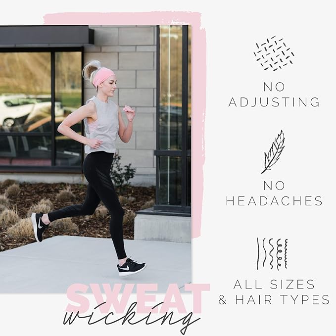 Maven Thread 4" Wide Workout Headbands for Women (2 Pack) – Non-Slip Sweatbands for Gym, Running & Yoga