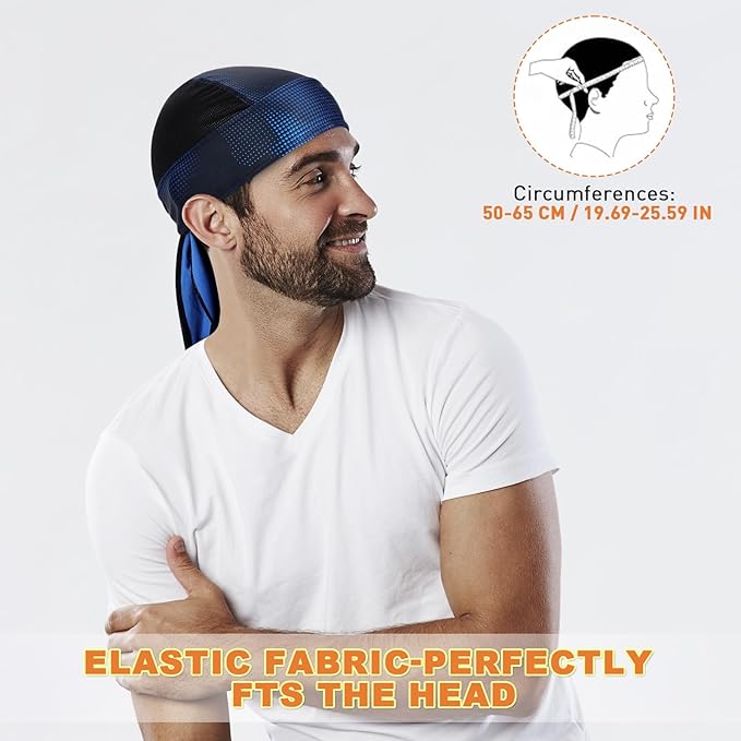 Bandanas Skull Caps for Men, Women Skull Cap Helmet Liner Cycling Hat Durags Motorcycle Bandana Sweat Wicking Do Rag