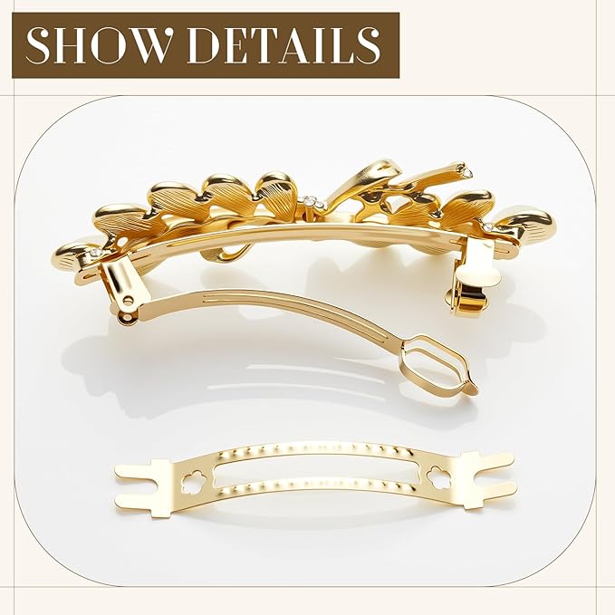 Geyoga 6 Pieces Vintage Hair Barrettes for Women Retro Flower French Pearl Crystal Rhinestones Clips Hair Pins for Women Styling Accessories(Flower Style)