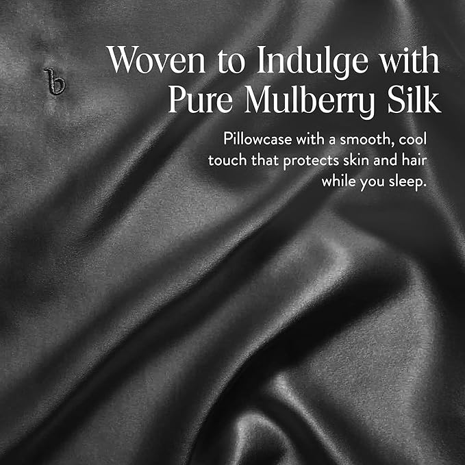 Brooklinen Mulberry Silk Pillowcase – 100% Pure Silk Pillow Case, Soft & Durable, Anti-Friction Comfort, Hight Quality Smooth Texture – Machine Washable & Breathable – King Size (Carbon)