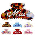 Personalized Colorful Name Hair Claw Clips for Women,Custom Hair Clips with Diamond,Cute Hair Accessories 4",Handmade Rhinestones Hair Clamp Gifts for Mom,Bride,Wife,Bridesmaid,Couples(Tortoise)