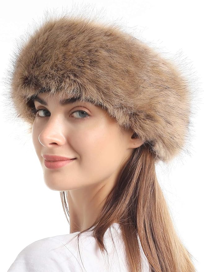sy soul young Faux Fur Headband with Elastic for Women's Winter Earwarmer Earmuff