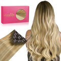 WENNALIFE Clip in Hair Extensions Real Human Hair, 14 Inch 120g 7pcs Human Hair Extensions Clip In Human Hair, Balayage Light Ash Brown to Light White Blonde Hair Extensions Clip In Real Hair Coloured